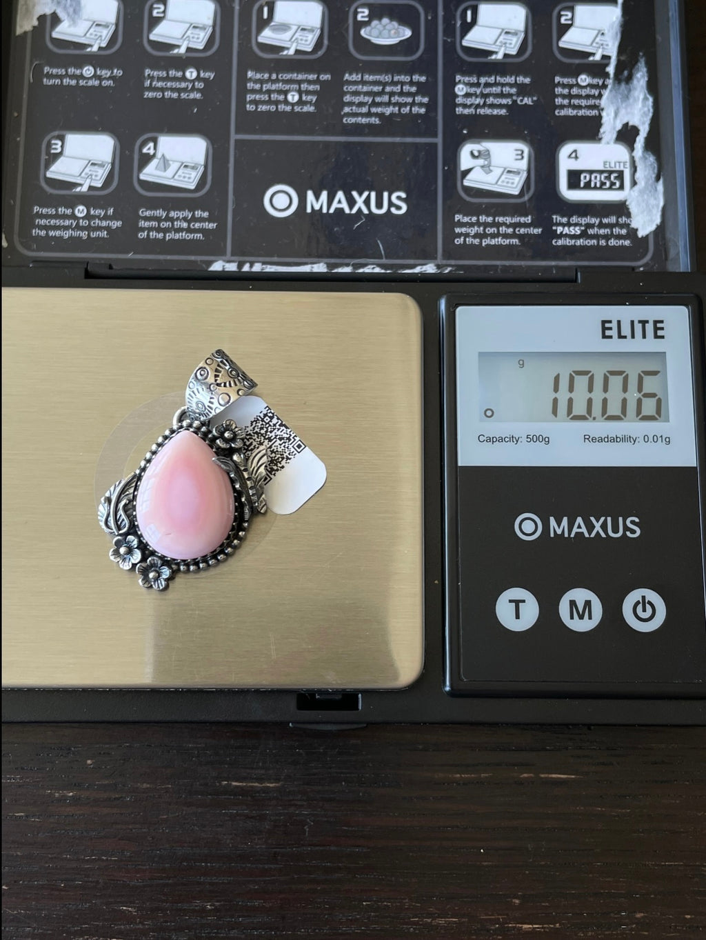 Pink Conch Butterfly and Leaf Pendant | Sterling Silver | A674