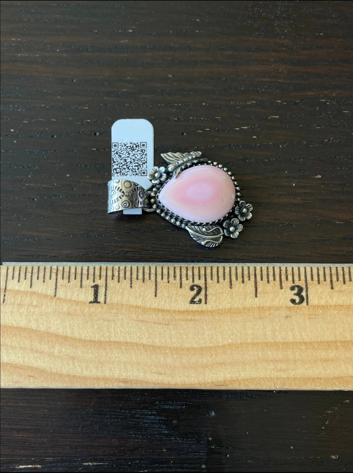 Pink Conch Butterfly and Leaf Pendant | Sterling Silver | A674