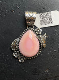 Pink Conch Butterfly and Leaf Pendant | Sterling Silver | A676