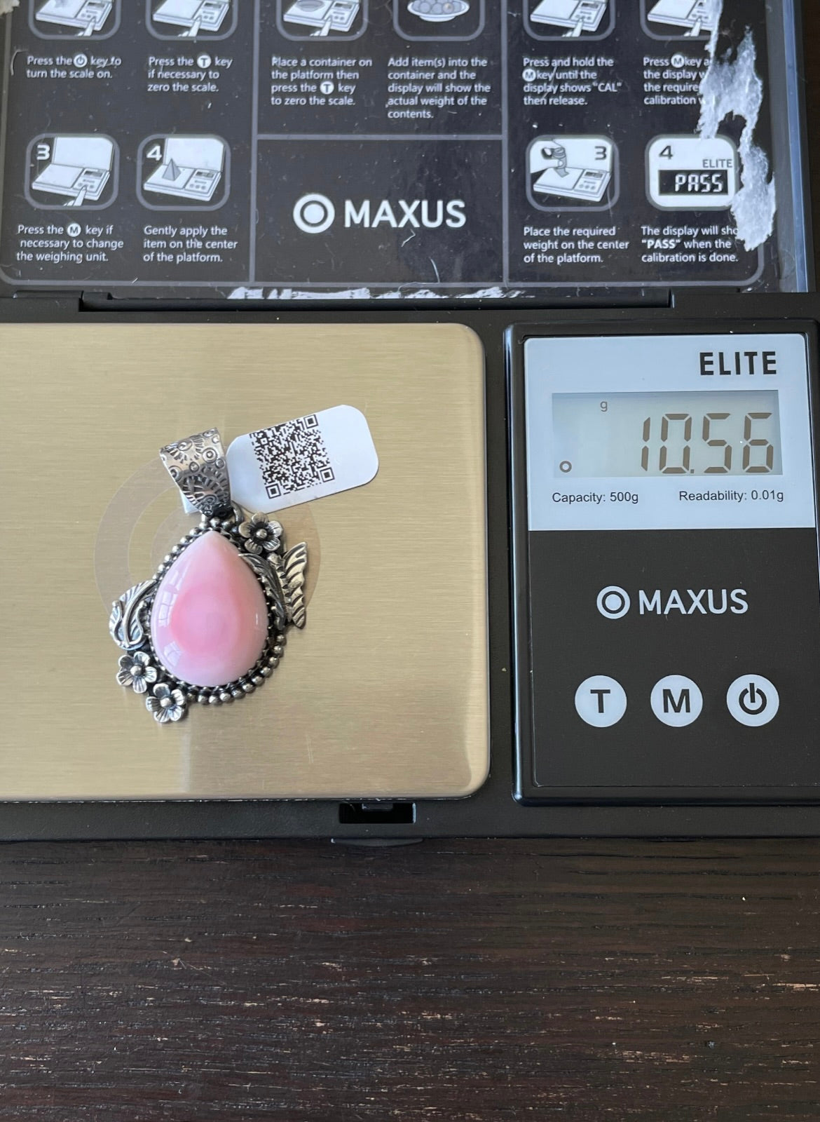 Pink Conch Butterfly and Leaf Pendant | Sterling Silver | A676