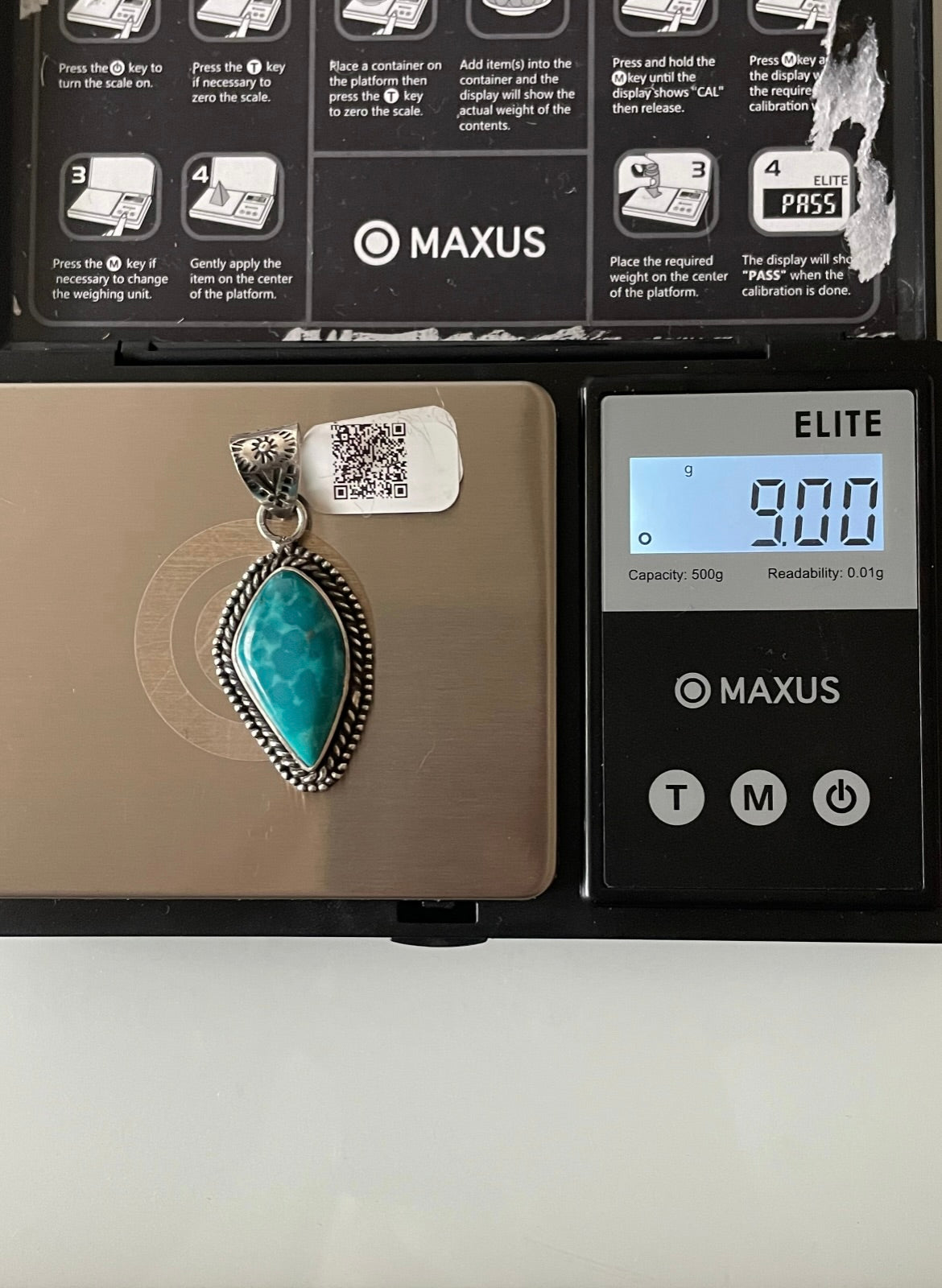 Kingman Turquoise Triangle Pendant | Sterling Silver | A617