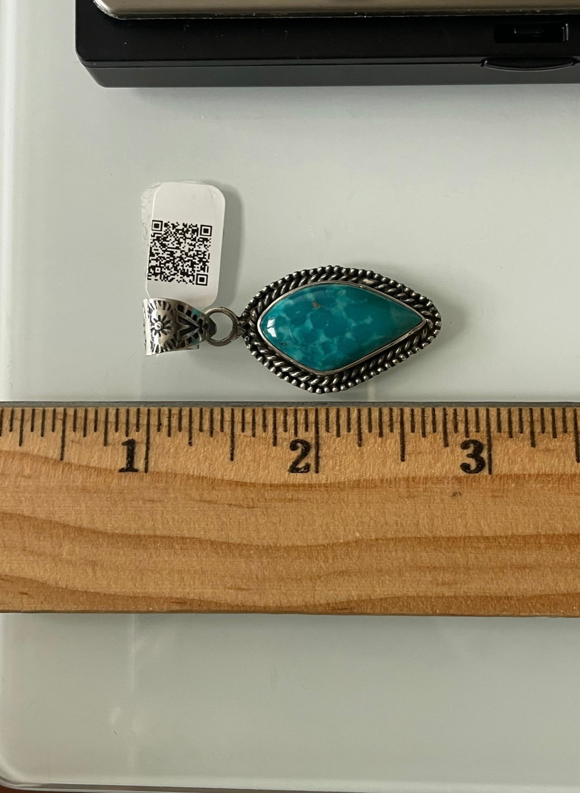 Kingman Turquoise Triangle Pendant | Sterling Silver | A617