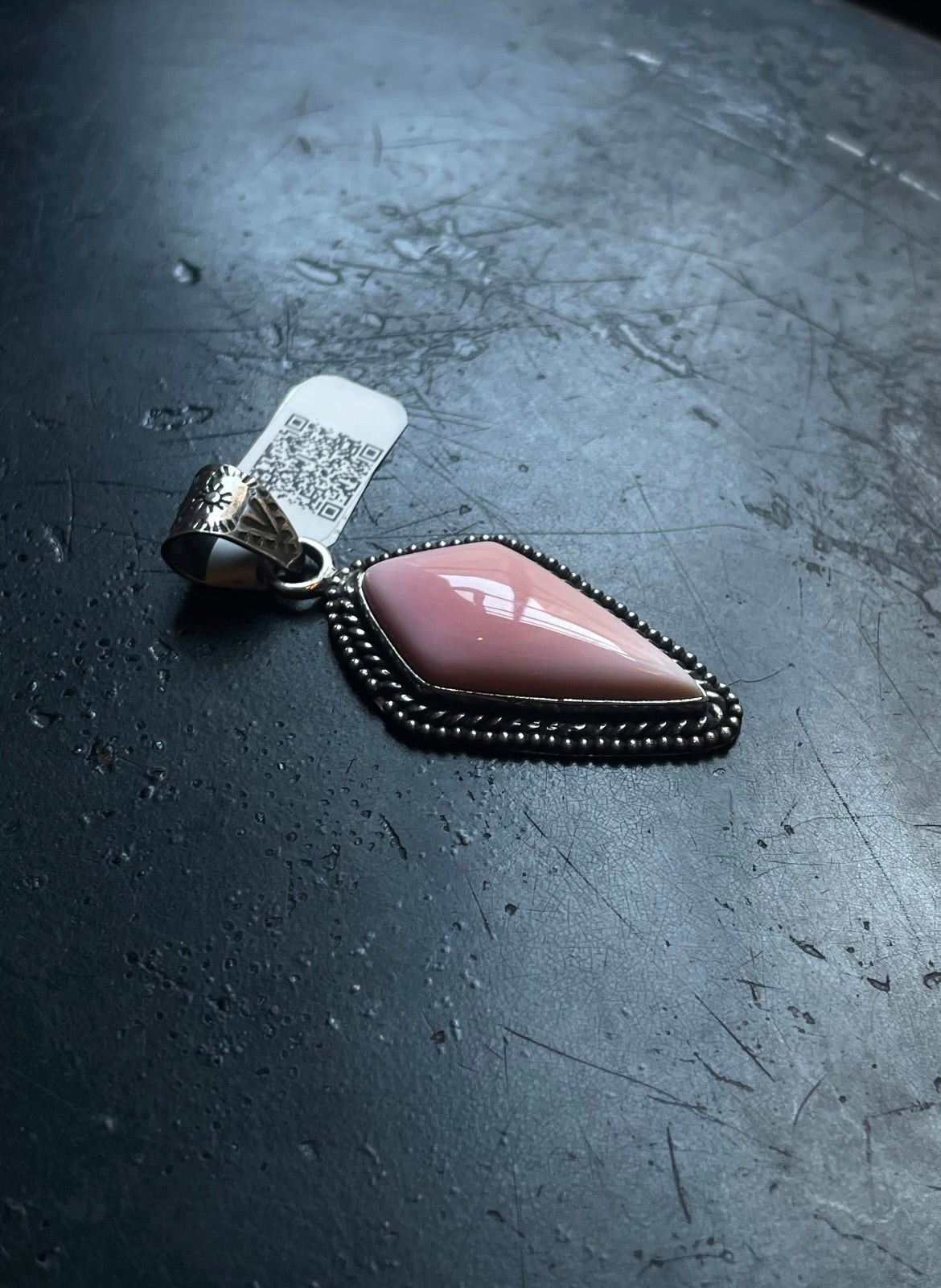 Triangle Pink Conch Pendant | Sterling Silver | A620