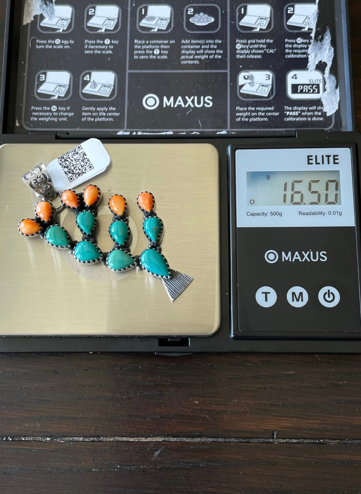 Kingman Turquoise Cactus Pendant | Sterling Silver | A600