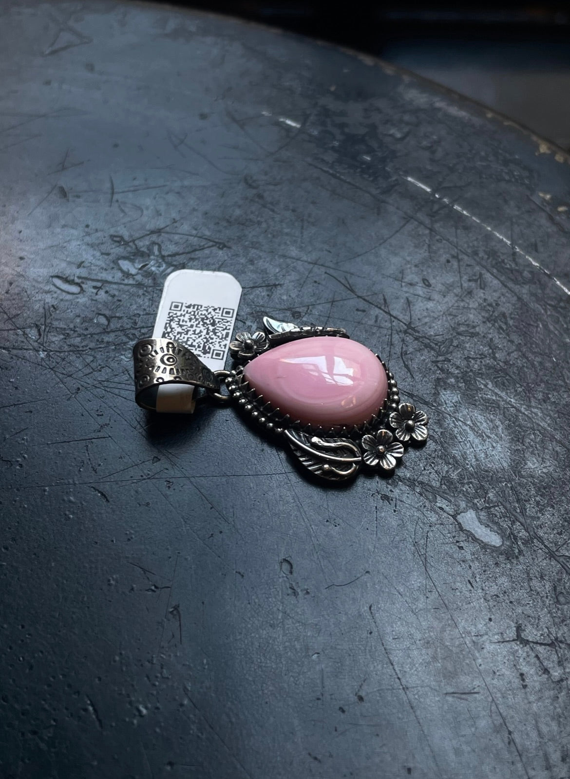 Pink Conch Pendant Leaf Butterfly | Sterling Silver | A559