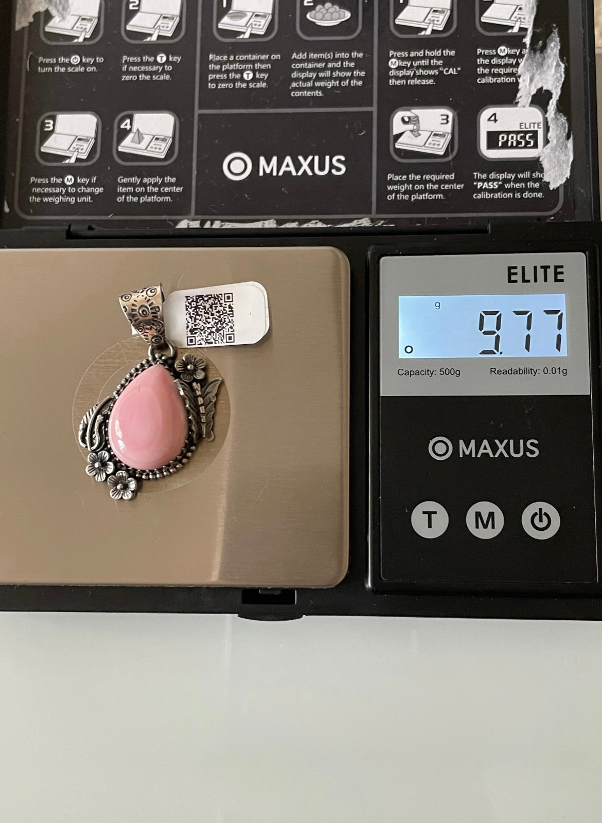Pink Conch Pendant Leaf Butterfly | Sterling Silver | A559