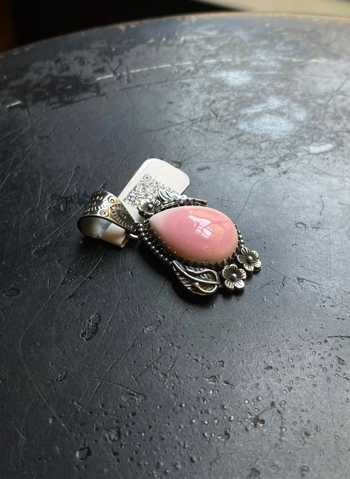 Pink Conch Leaf Butterfly Pendant | Sterling Silver | A561