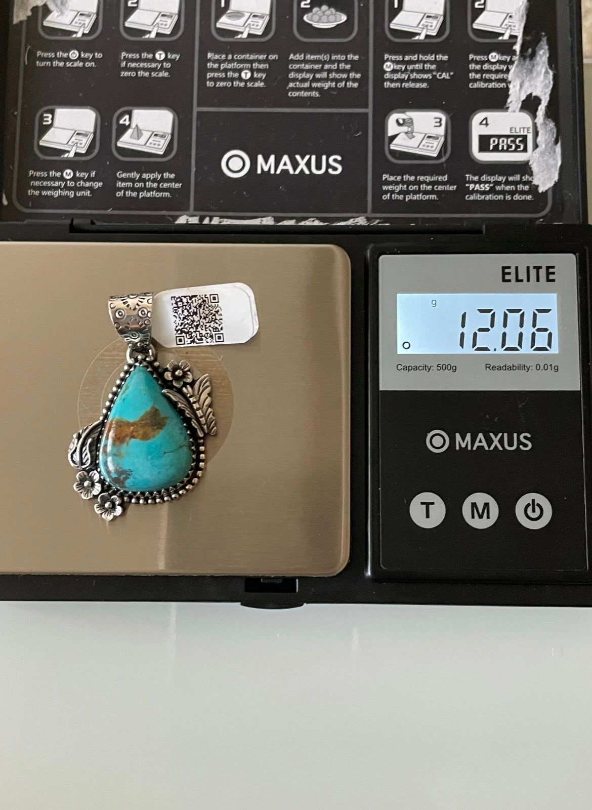 Kingman Turquoise Butterfly and Leaf Pendant | Sterling Silver | A675
