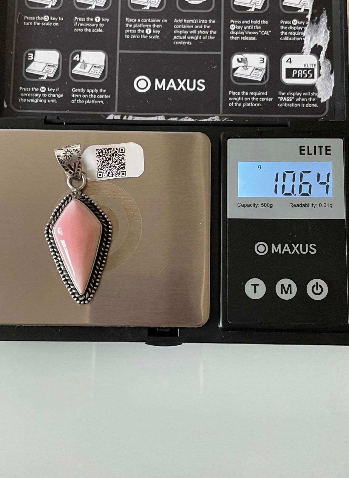 Triangle Pink Conch Pendant | Sterling Silver | A543