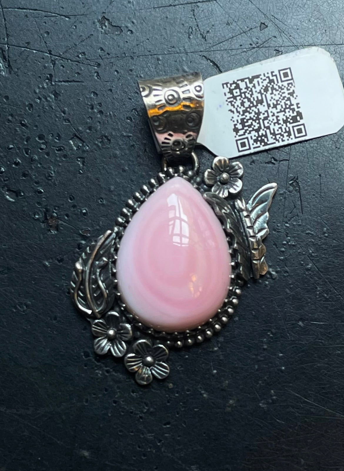 Pink Conch Leaf Butterfly Pendant | Sterling Silver | A555