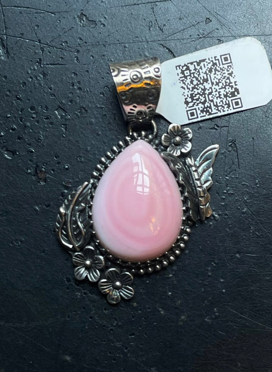 Pink Conch Leaf Butterfly Pendant | Sterling Silver | A555