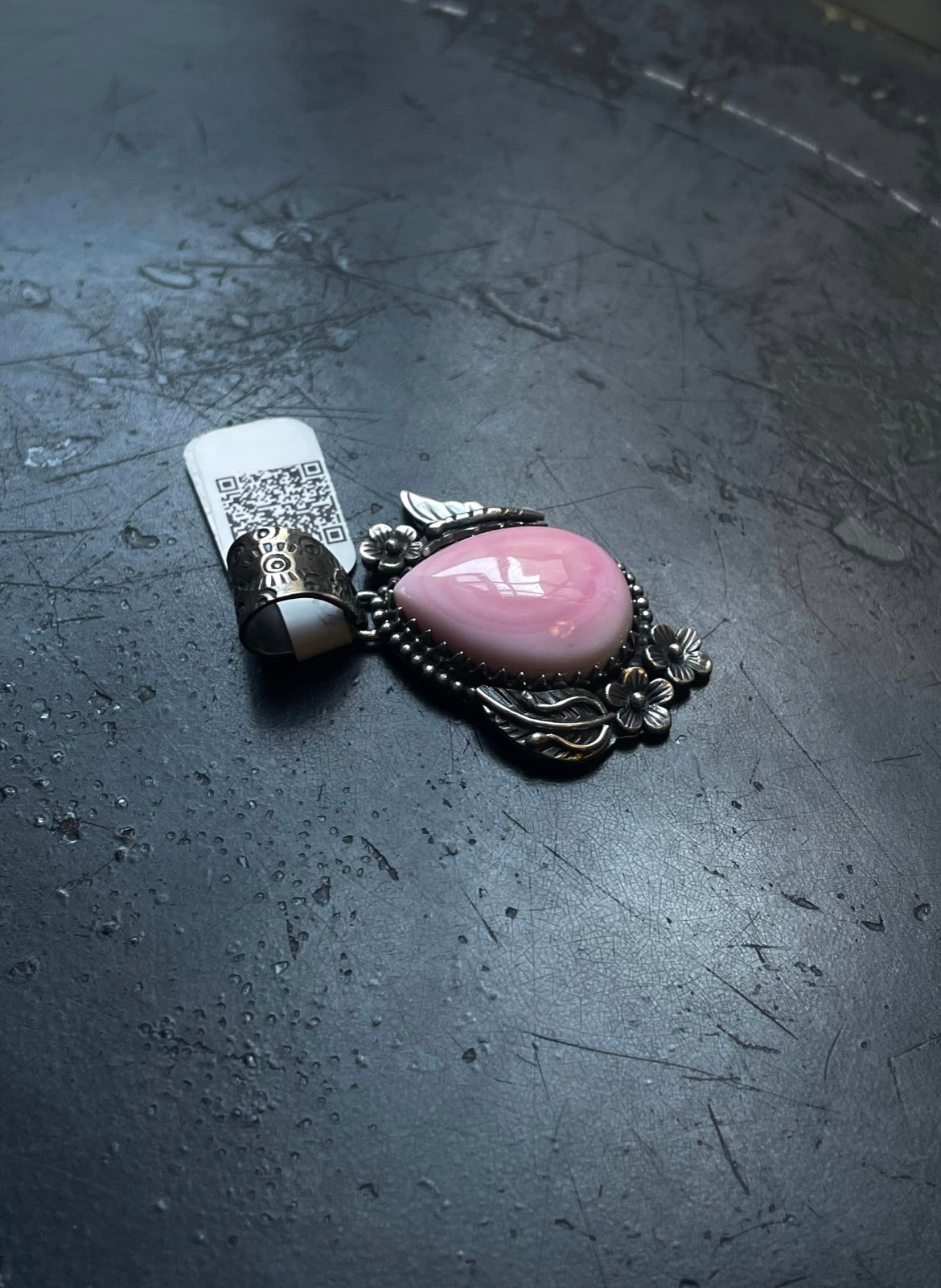 Pink Conch Leaf Butterfly Pendant | Sterling Silver | A555