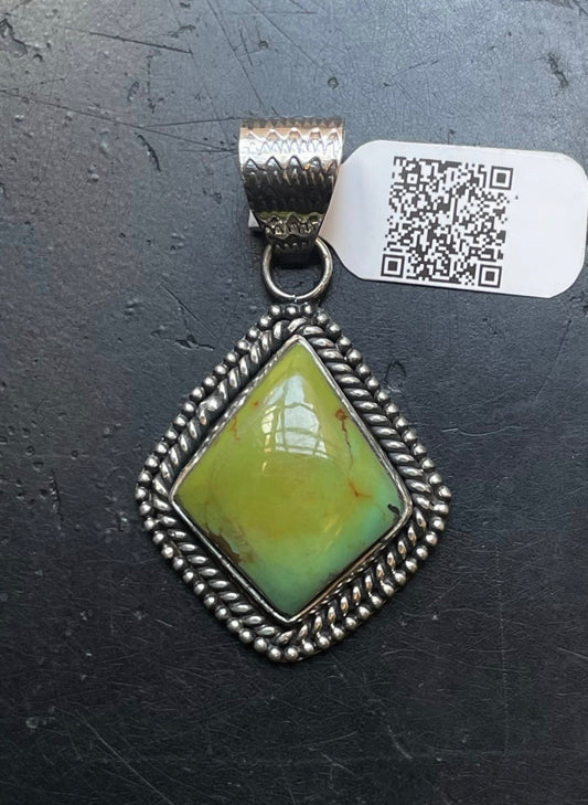 Kingman Turquoise Triangle Pendant | Sterling Silver | A546