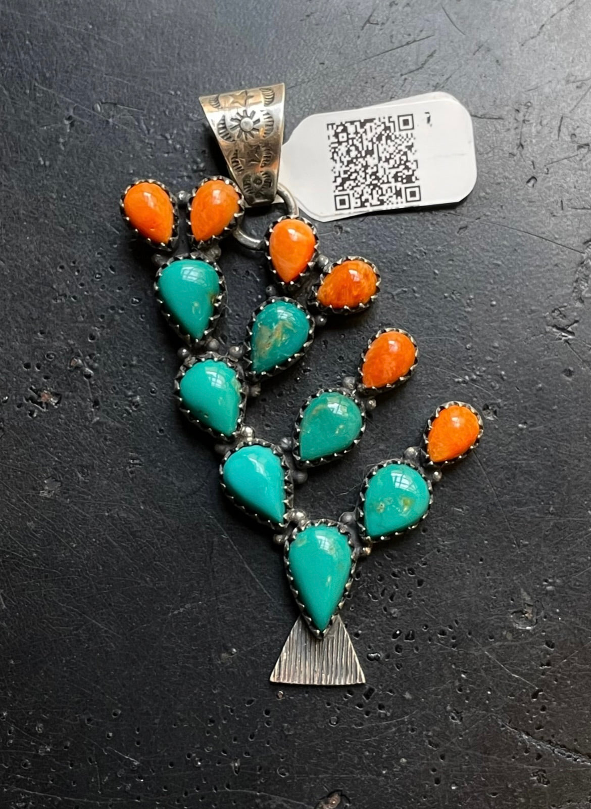 Kingman Turquoise Cactus Pendant | Sterling Silver | A600