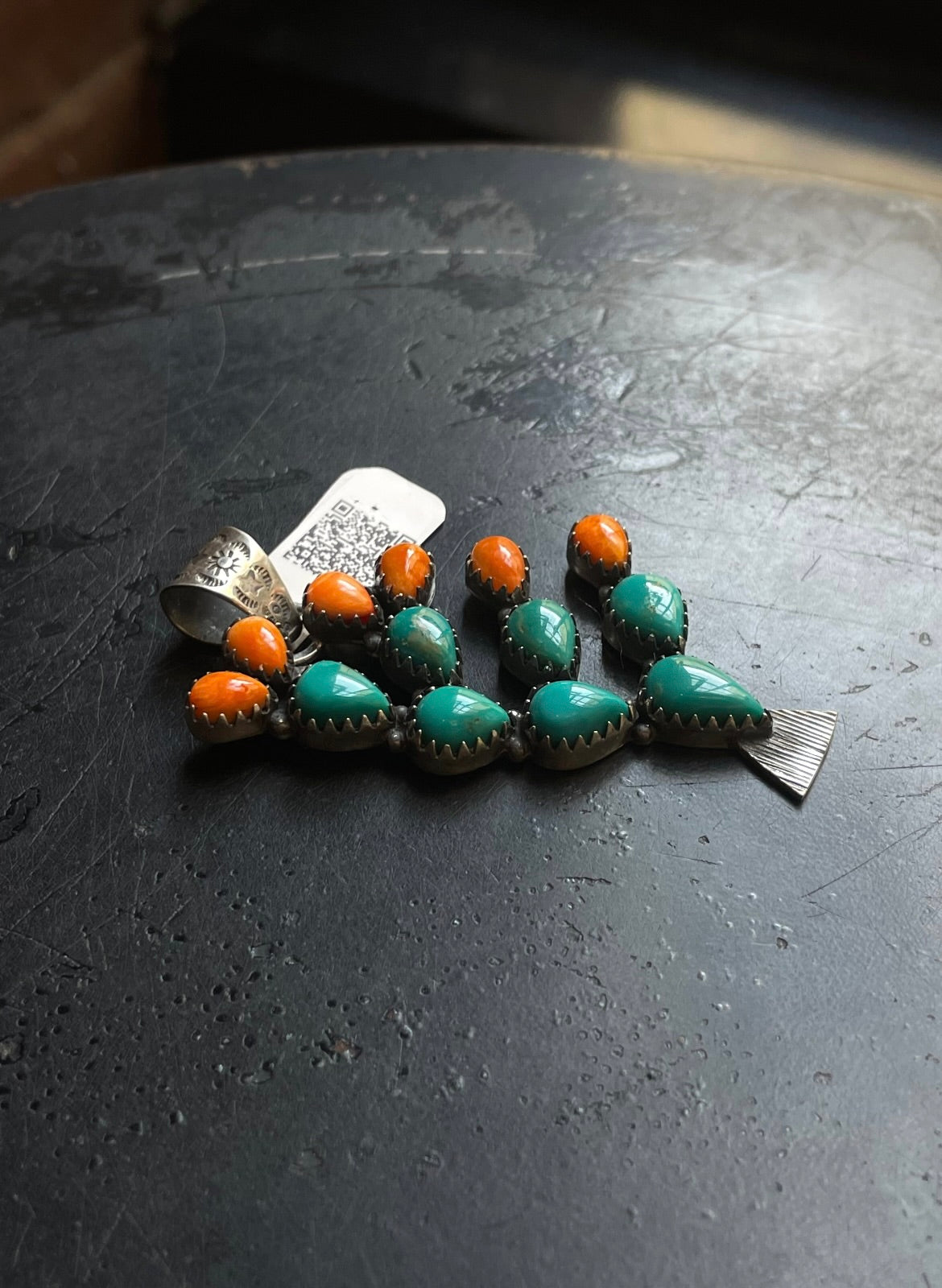 Kingman Turquoise Cactus Pendant | Sterling Silver | A600