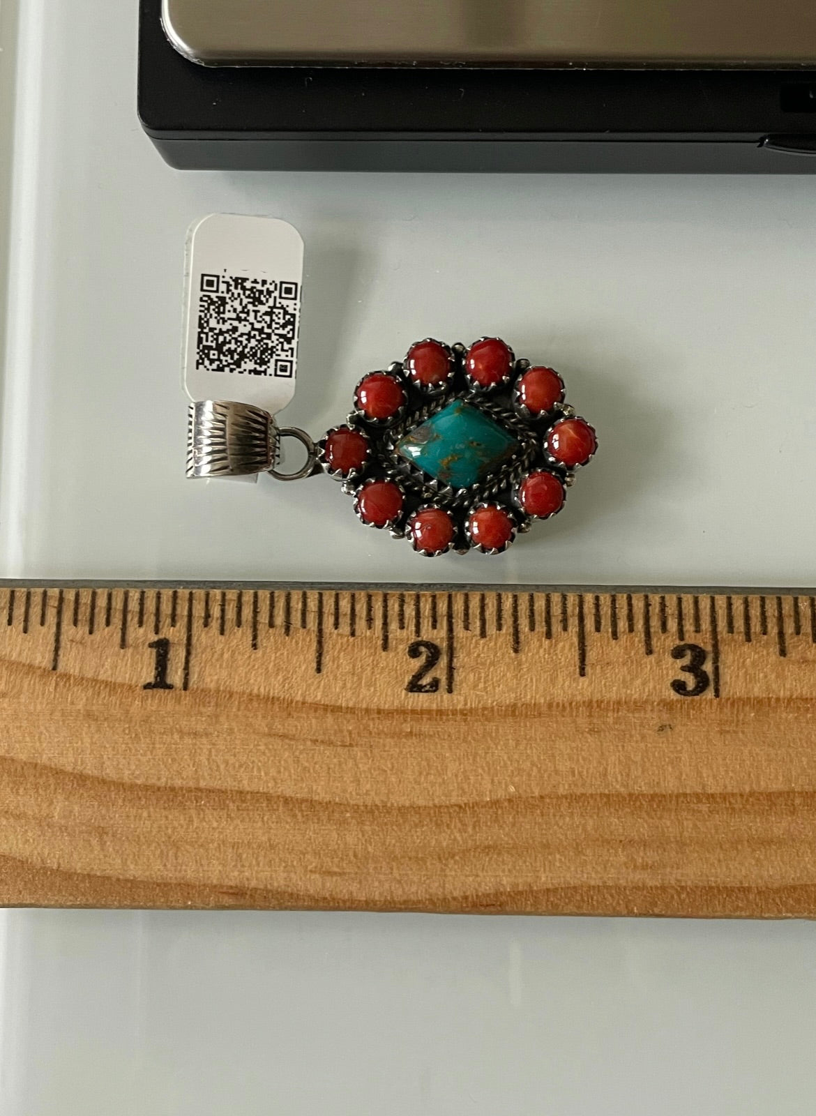 Kingman Turquoise Oval Cluster Pendant | Sterling Silver | A695