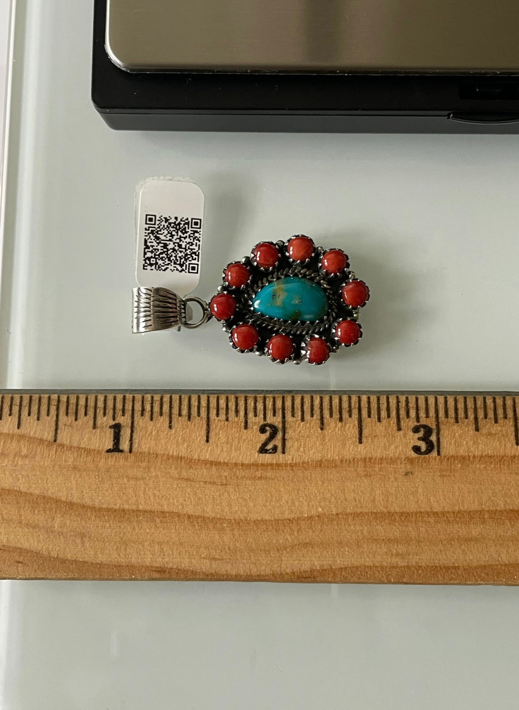 Kingman Turquoise Oval Cluster Pendant | Sterling Silver | A691