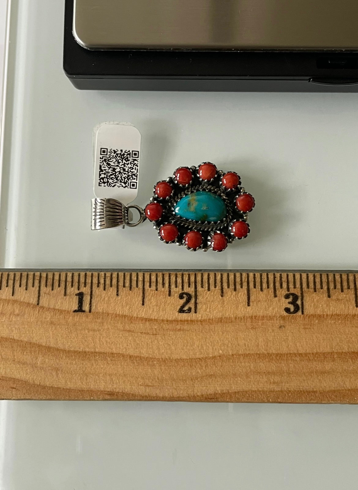 Kingman Turquoise Oval Cluster Pendant | Sterling Silver | A691