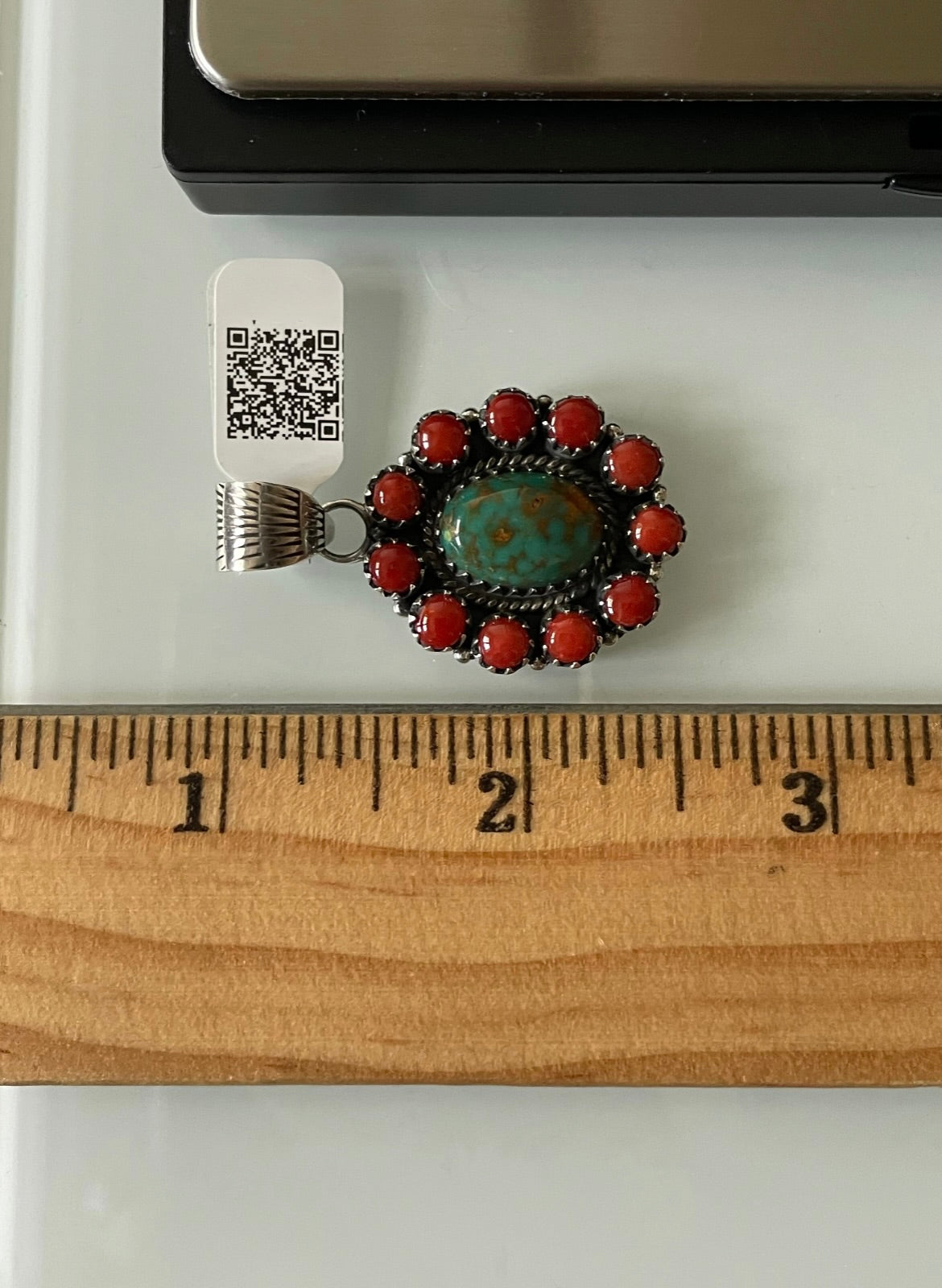 Oval Cluster Kingman Turquoise Pendant | Sterling Silver | A693