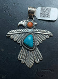 Kingman Turquoise Eagle Pendant | Sterling Silver | A696