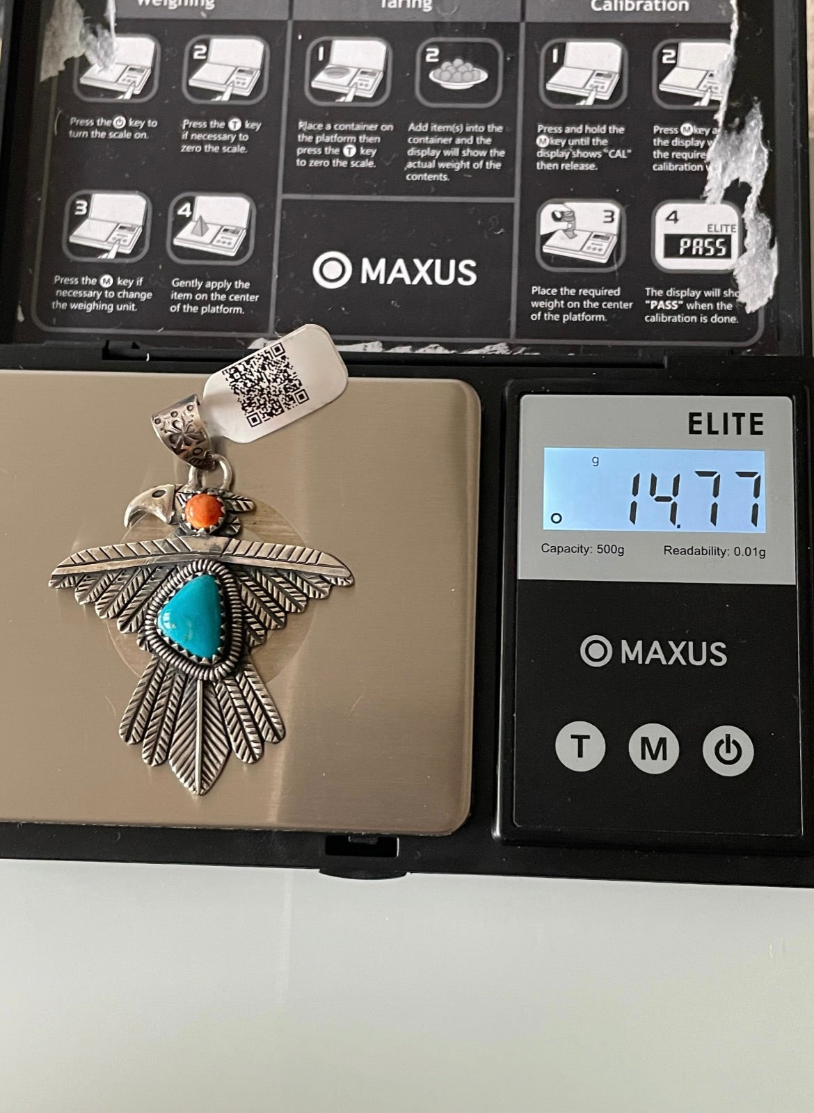 Kingman Turquoise Eagle Pendant | Sterling Silver | A696