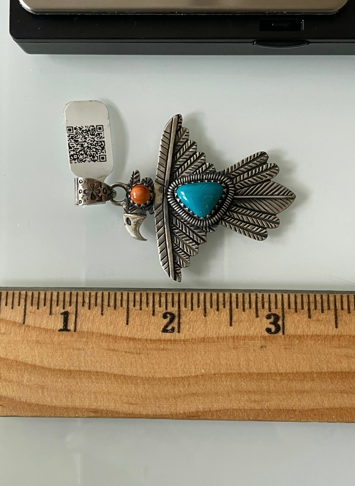 Kingman Turquoise Eagle Pendant | Sterling Silver | A696