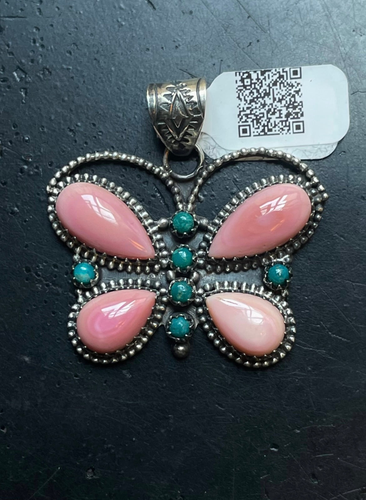 Pink Conch Butterfly Pendant | Sterling Silver | A701