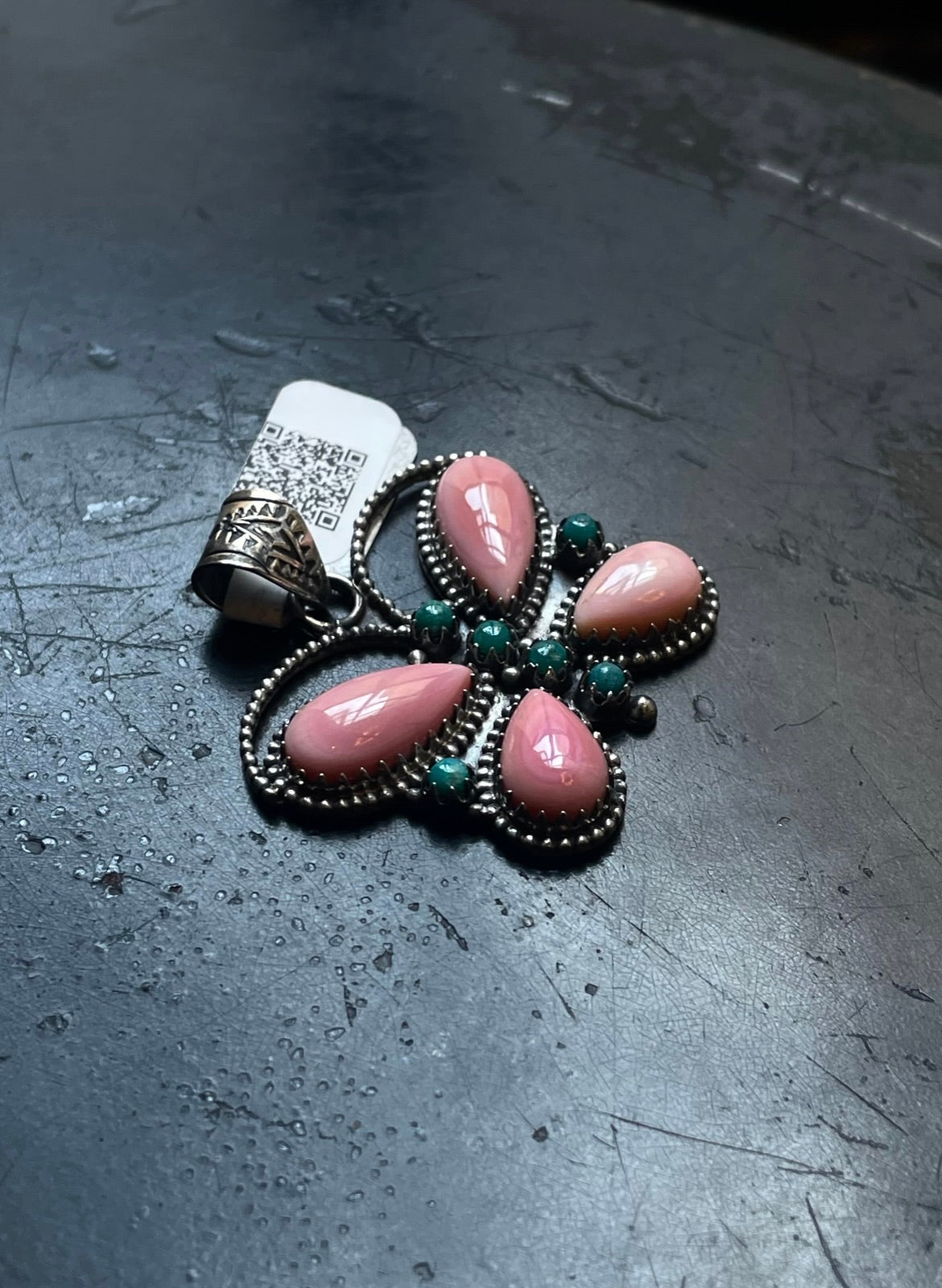 Pink Conch Butterfly Pendant | Sterling Silver | A701