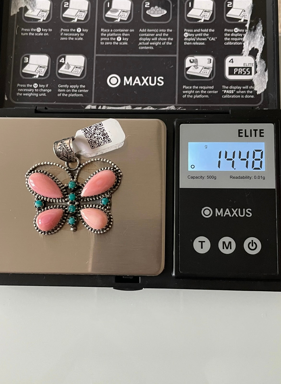 Pink Conch Butterfly Pendant | Sterling Silver | A701