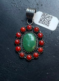 Kingman Turquoise Coral Cluster Pendant | Sterling Silver | A520