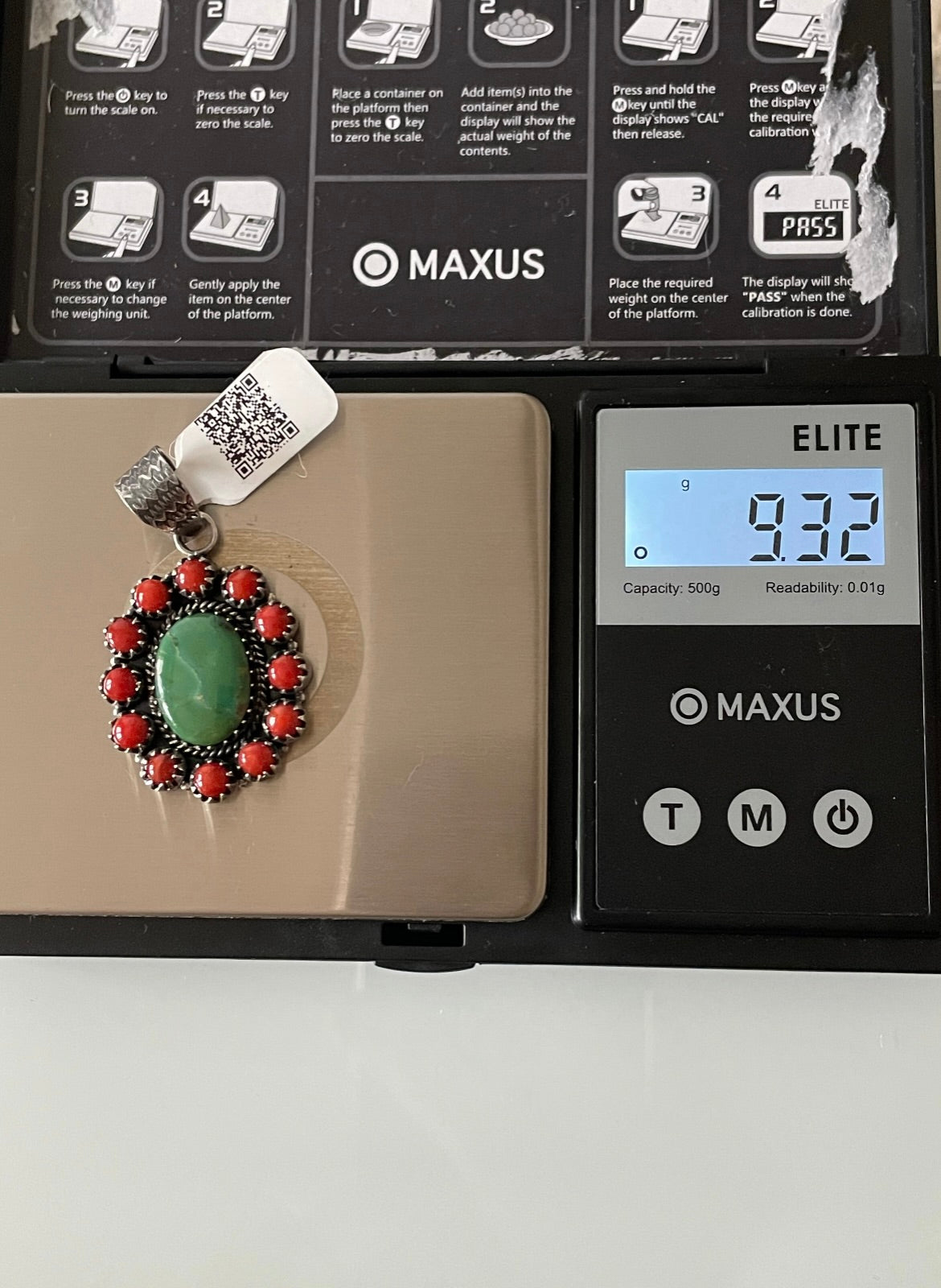 Kingman Turquoise Coral Cluster Pendant | Sterling Silver | A520
