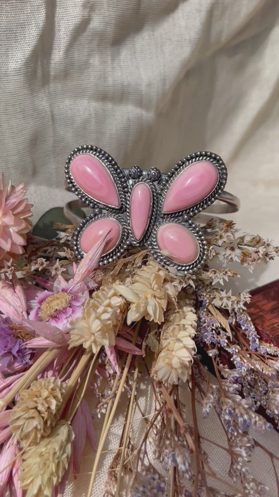 Pink Conch Five-Stone Cluster Cuff | 925 Sterling Silver D324